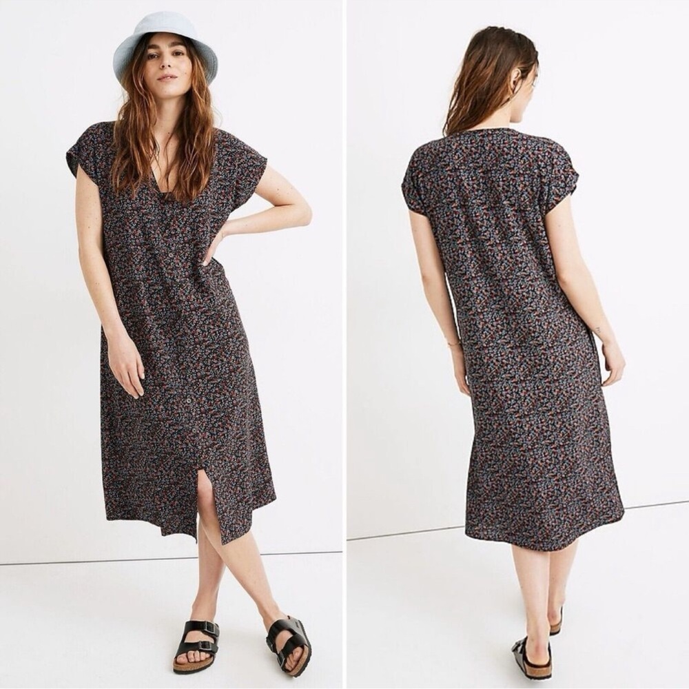 Madewell Black Floral Dress